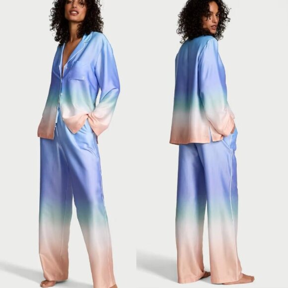 New! Victoria's Secret Satin Blue Ombre Pajama Set Size XXL nwot 47505 - Picture 2 of 16